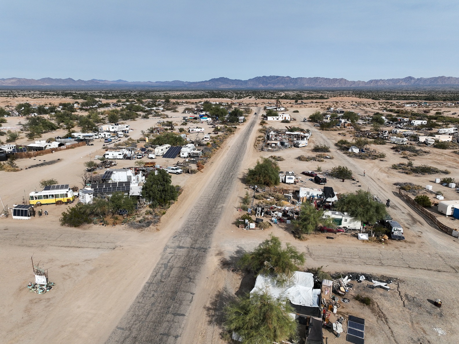 Slab, City, California, From and Aerial Drone Looking at the Country Side and the Abandon Camp Dunlap Army Base.