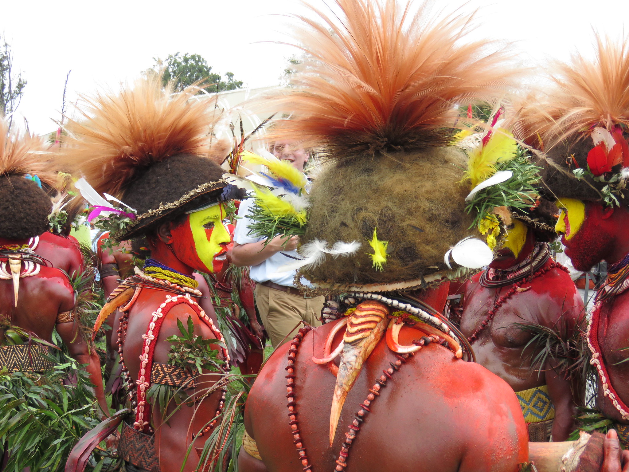 Huli people in traditional clothes