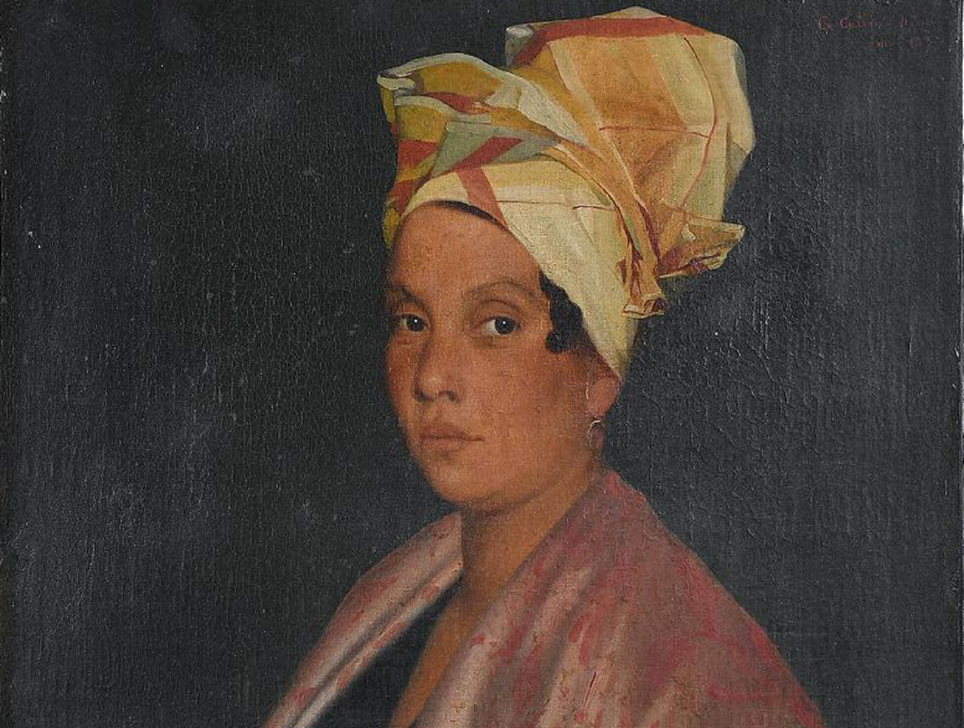 Portrait of a Creole Woman looking at front.