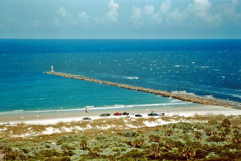 Ponce Inlet breakwater and Atlantic Ocean from lighthouse