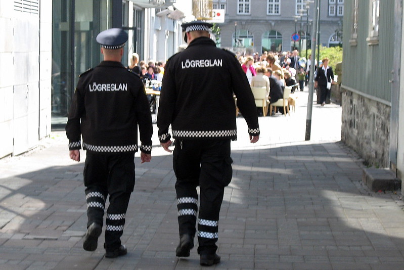 Two Icelandic Police Officers walking on the street