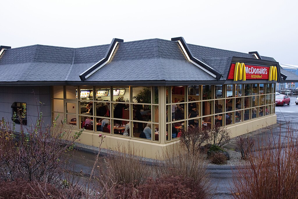 The McDonald's restaurant at Suðurlandsbraut, Iceland. East side.