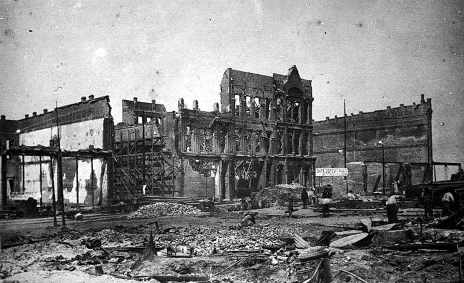 Aftermath of the Seattle fire of June 6, 1889, at 1st Ave. and Cherry St. - 1900