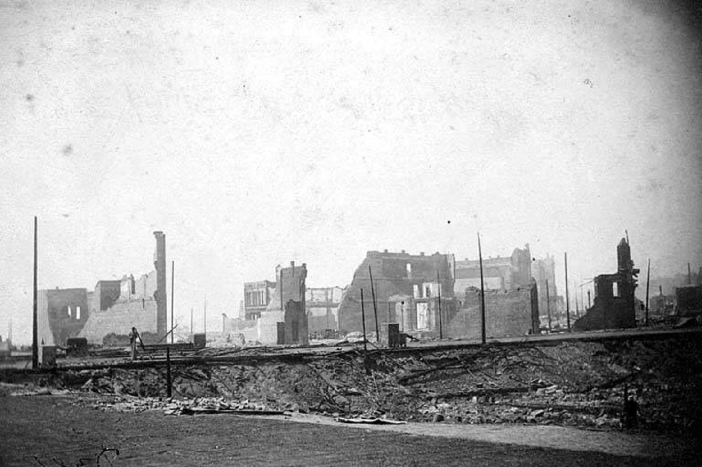 Commercial Street looking north - After the great fire, Seattle, June 6, 1889