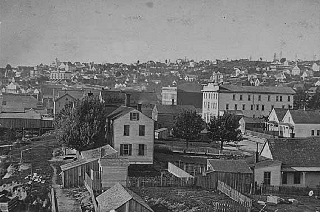 First Avenue South and Main Street, looking northeast, Seattle - 1883