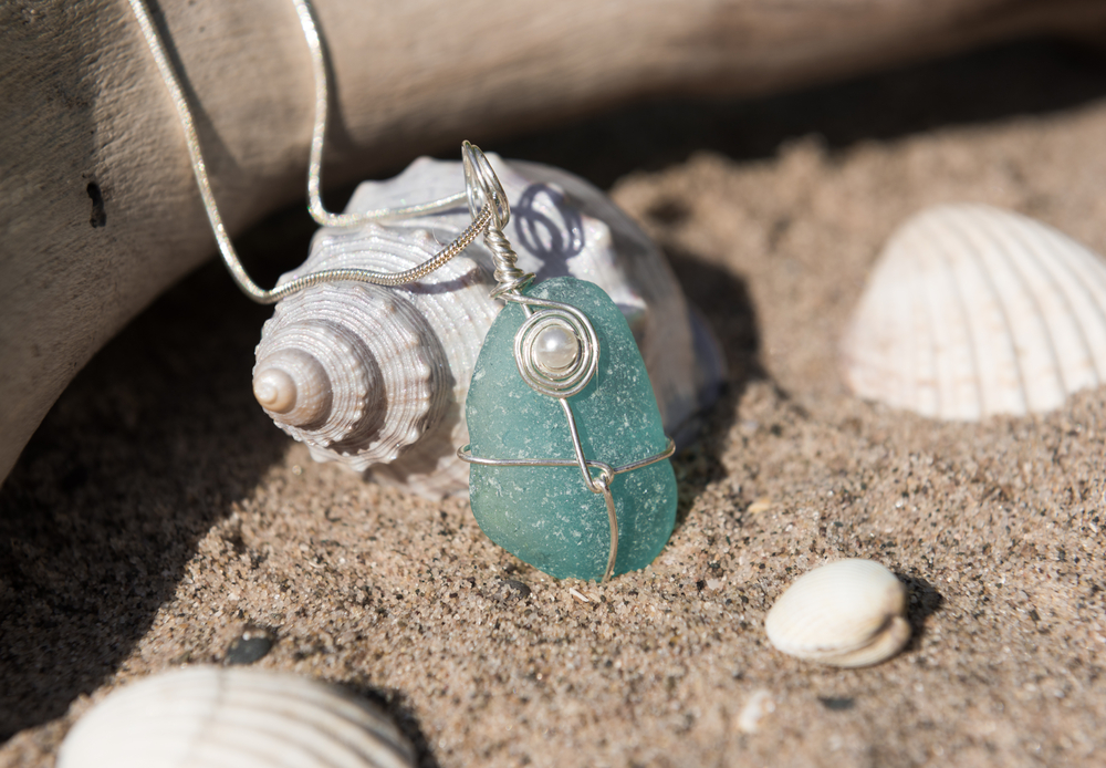 Unique handmade aqua marine sea glass jewelry