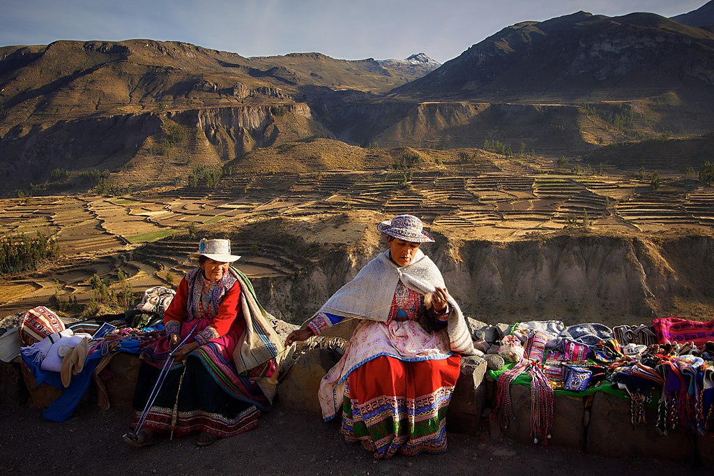 Indigenous Peruvian women in The traditional dress