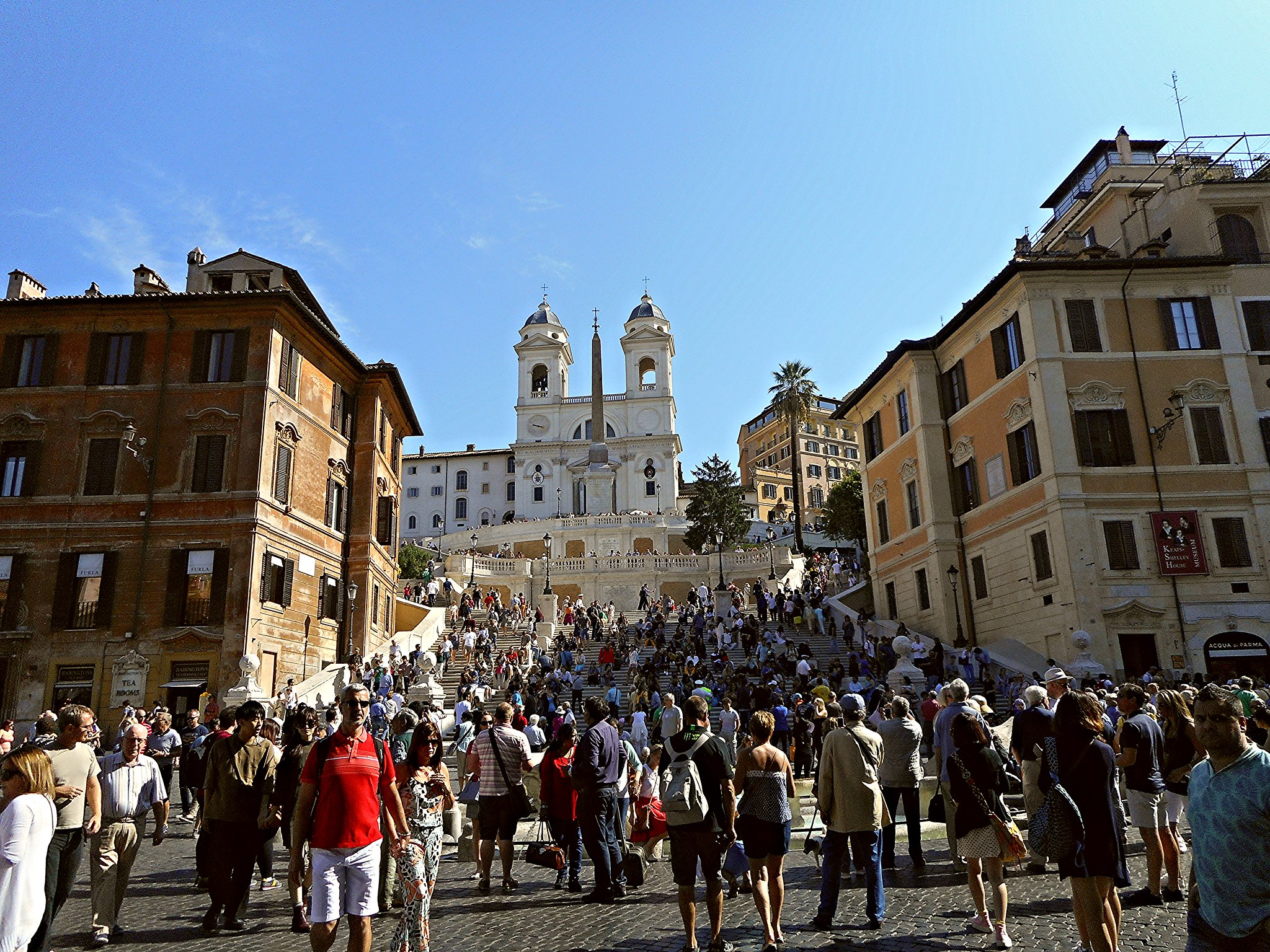 Tourists at Piazza di Spagna and Trinità dei Monti in Rome - 2016