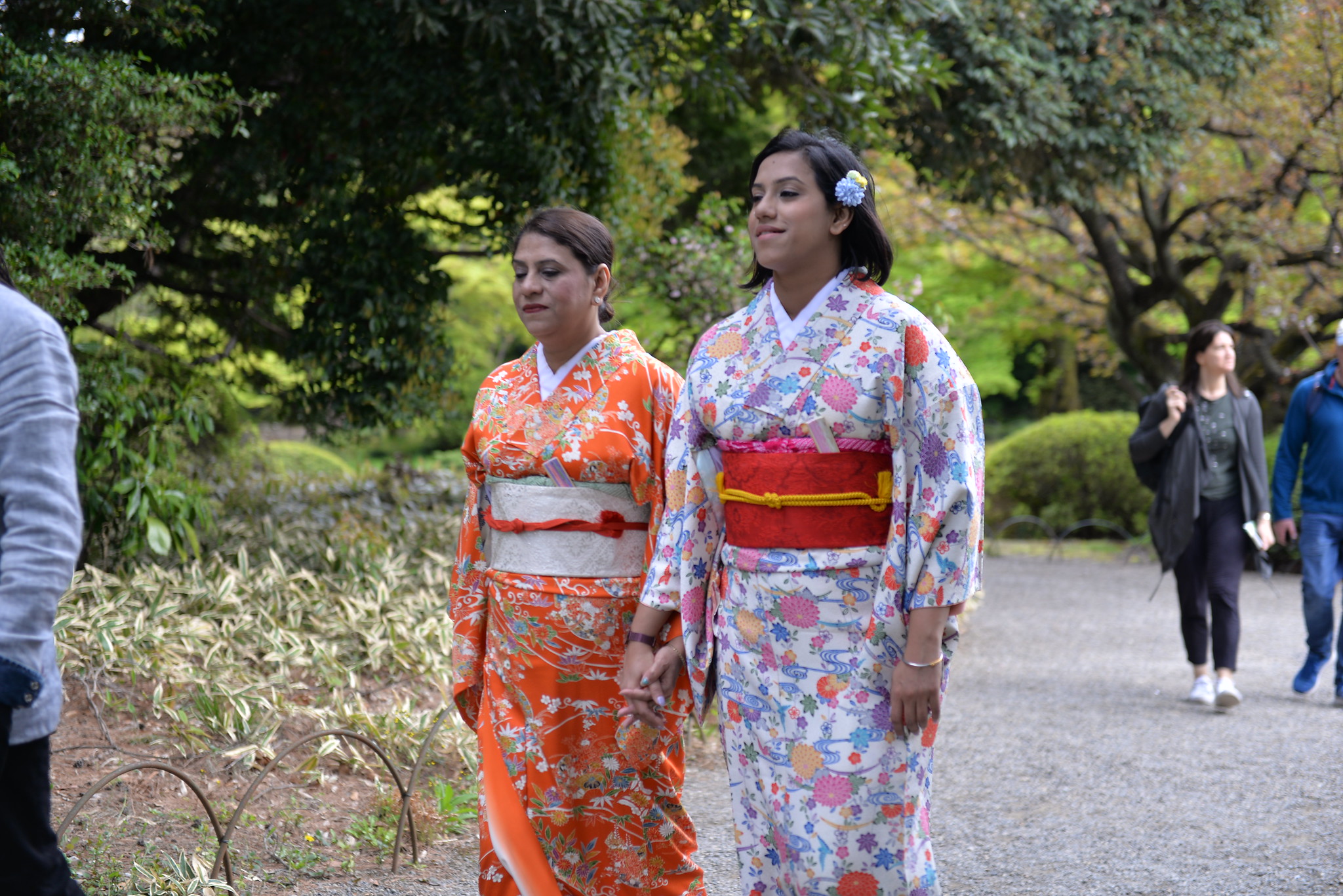 Tourists dressed in traditional Japanese kimonos - 2019