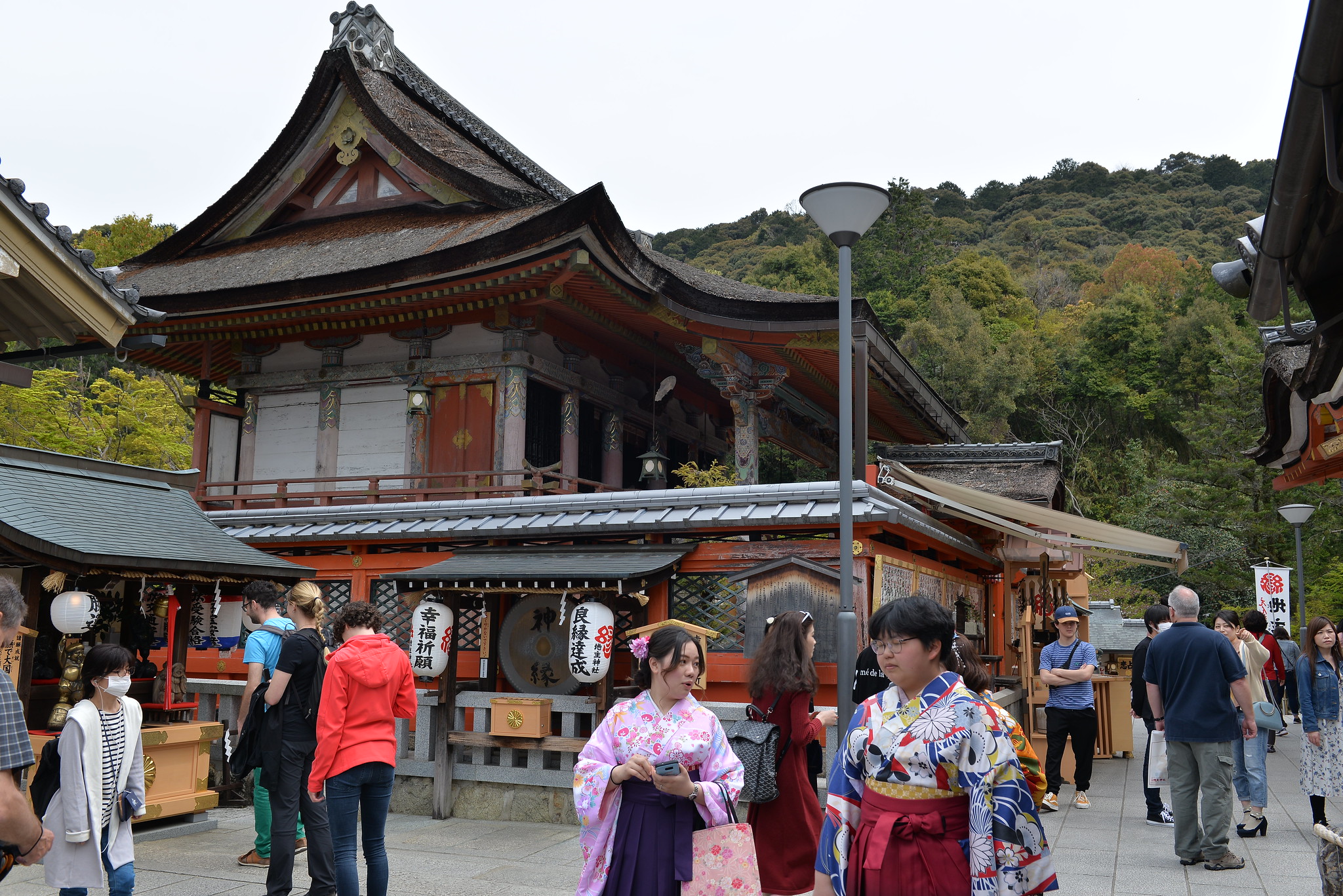 Chinese and Korean tourists in Kiyomizu-dera temple - 2019