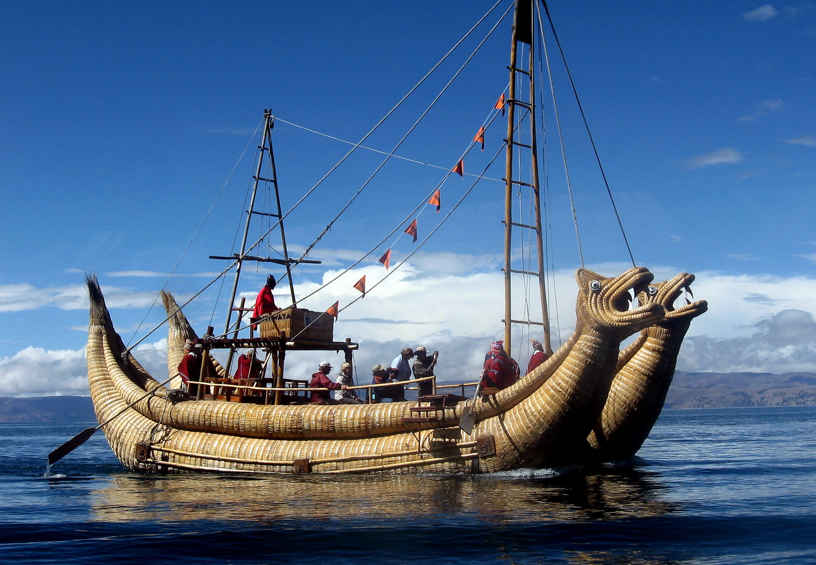 A traditional totora boat near Isla del Sol. - 2009