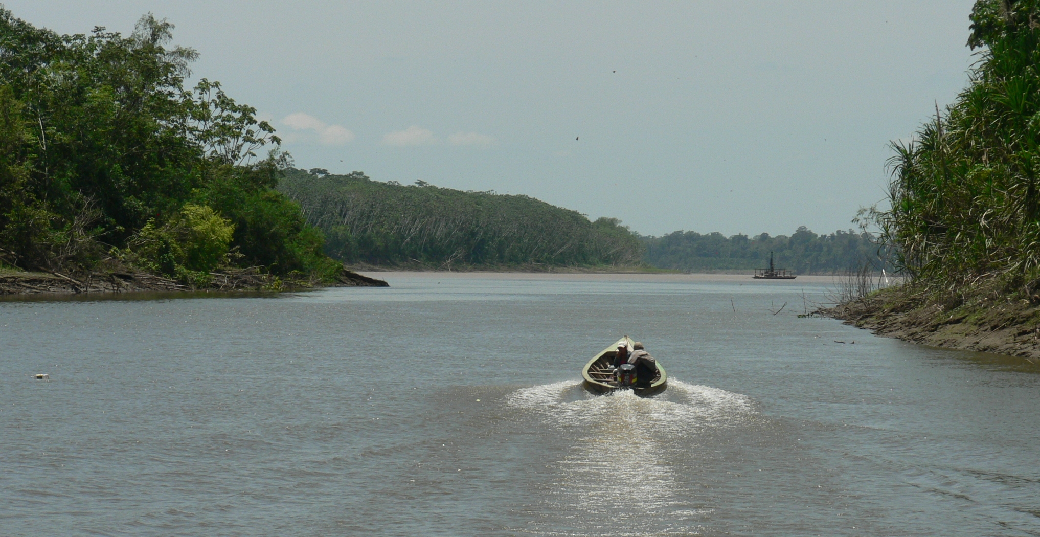 Mouth of the Río Manupare (front) into the Río Madre de Dios (background, from left to right) near El Sena, Pando, Bolivia (2014).