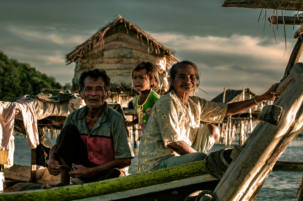 sama bajau older people on a boat