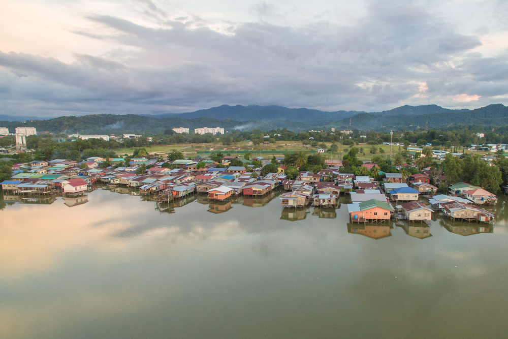 sama bajau village on a coast line