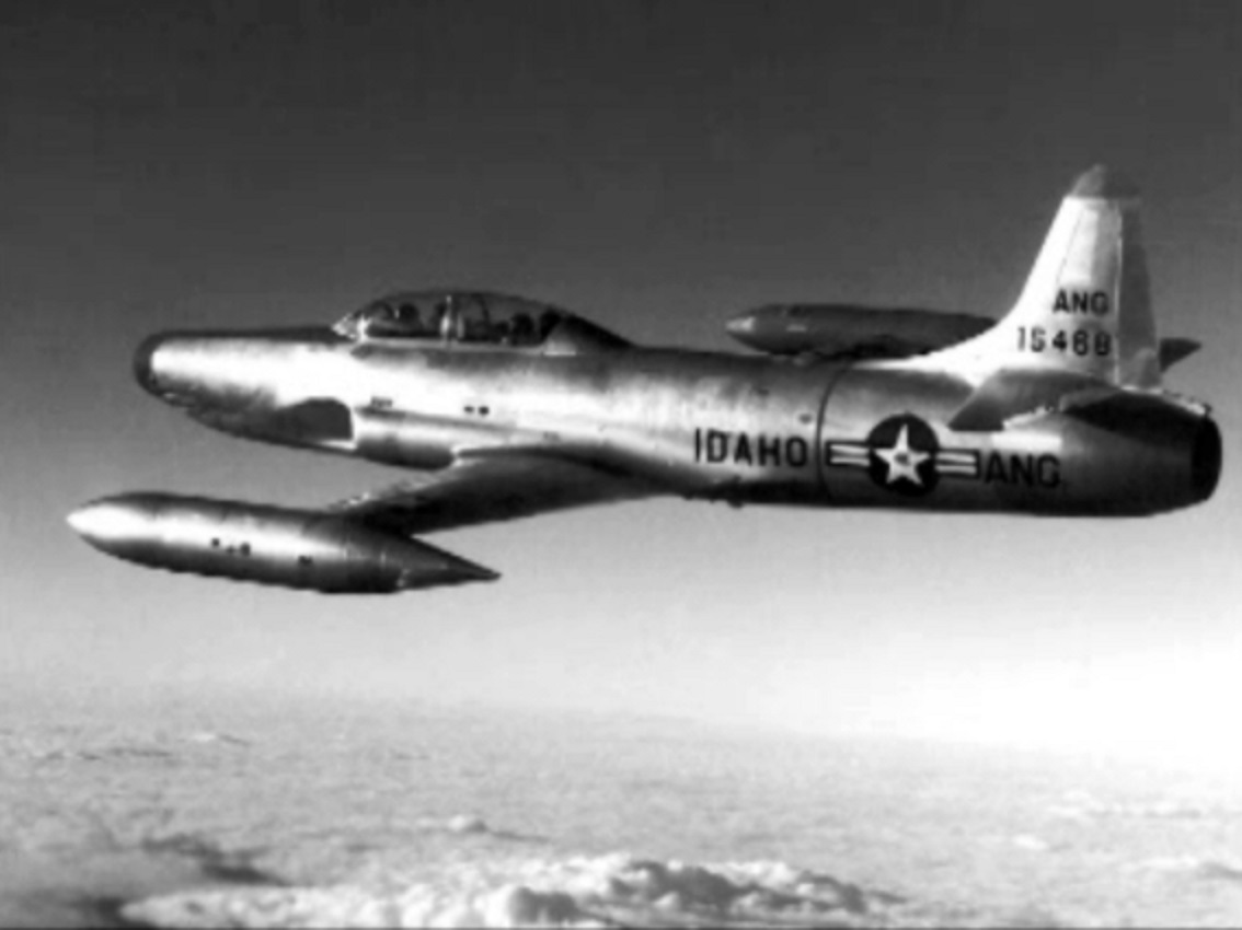 F-94 jet fighter in the sky - 1955