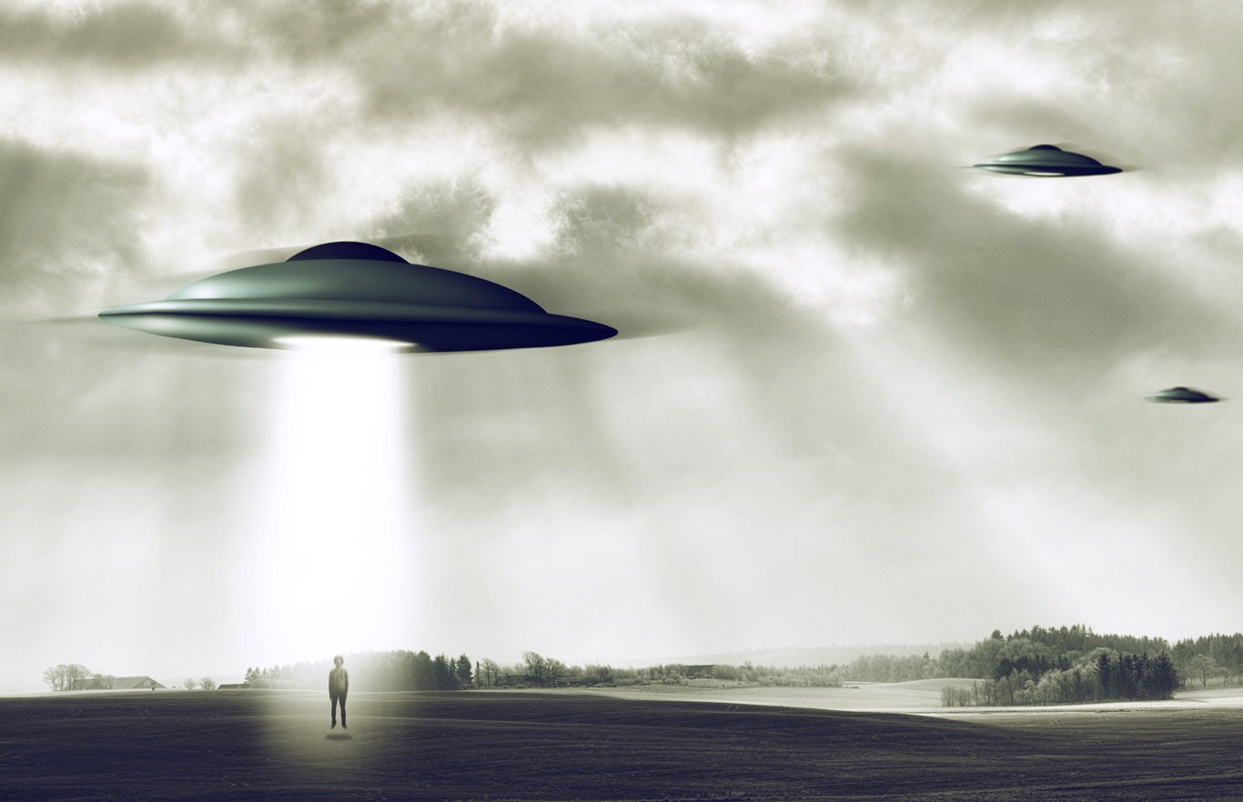 Shot of a human being sucked into a spaceship.