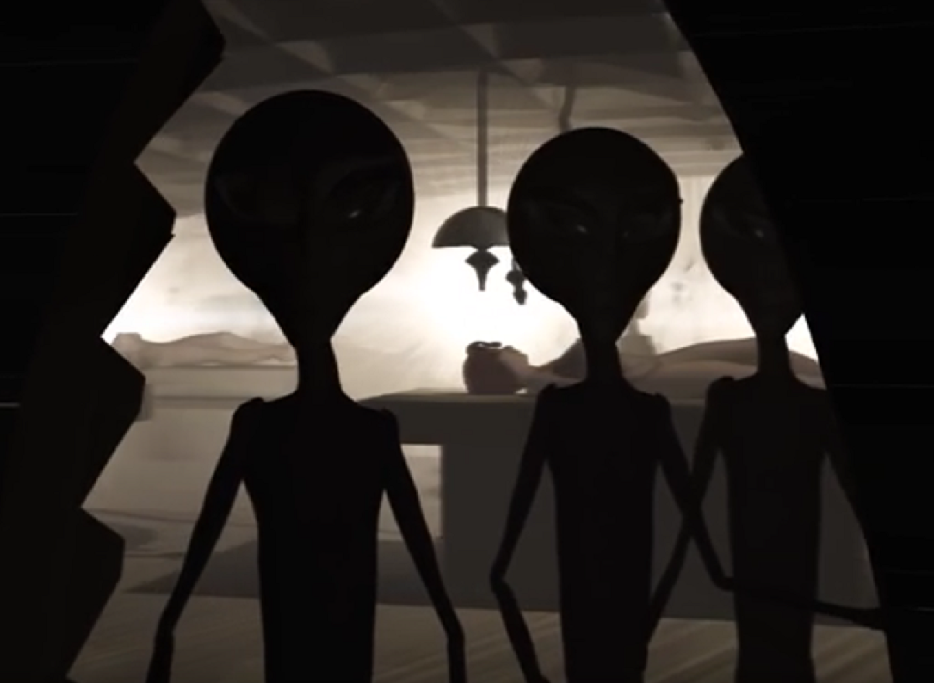 Aliens entering room with a man on a table - 2017