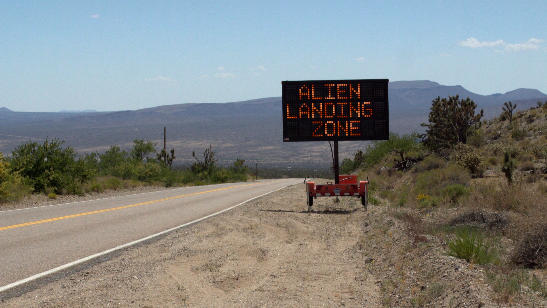 Alien Landing Zone - Electronic Road Sign