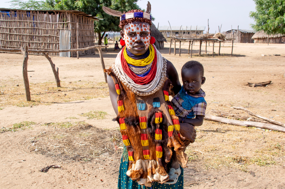 Woman of Karo tribe wearing beads