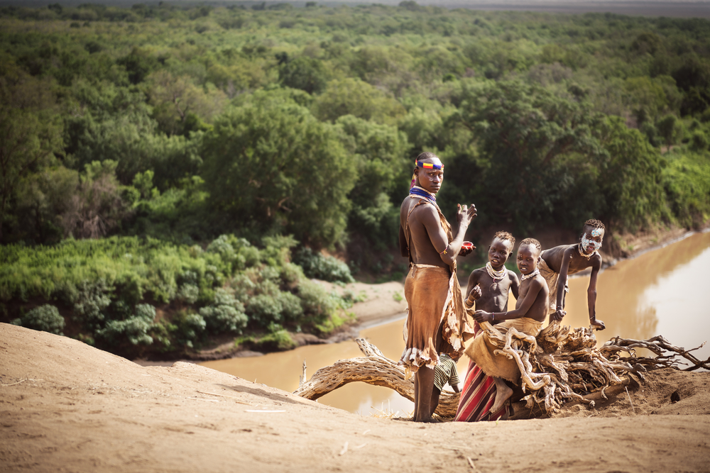 The Karo tribe woman and children