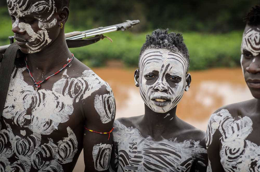 men from Karo tribe in body paint