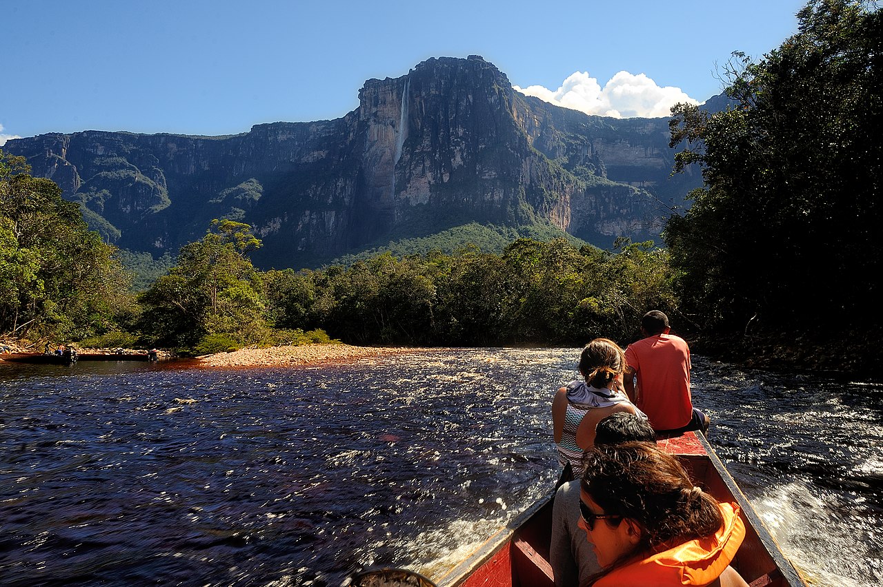 People in boat near Angel Falls - 2011