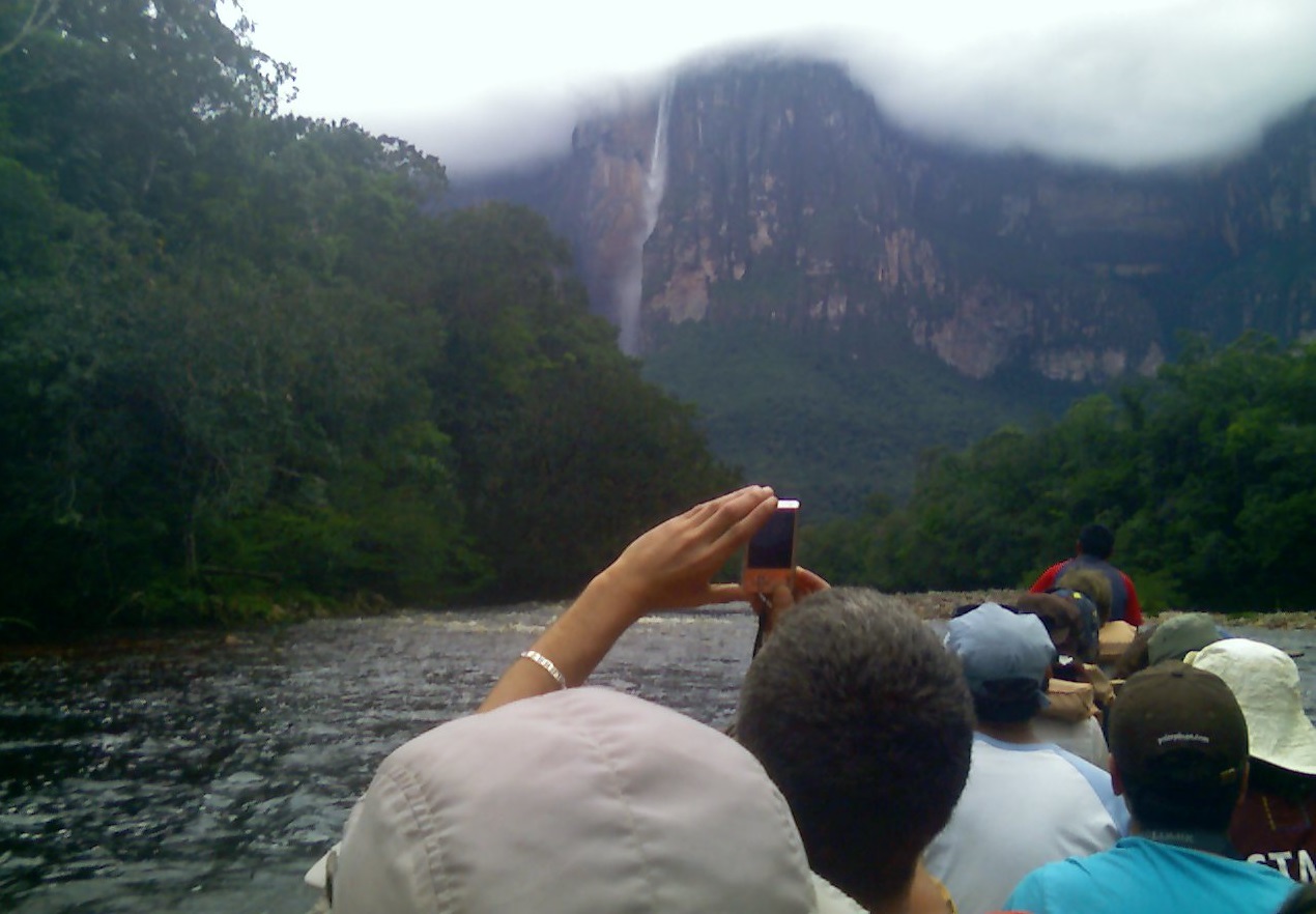 People taking pictures at Angel Falls - 2014