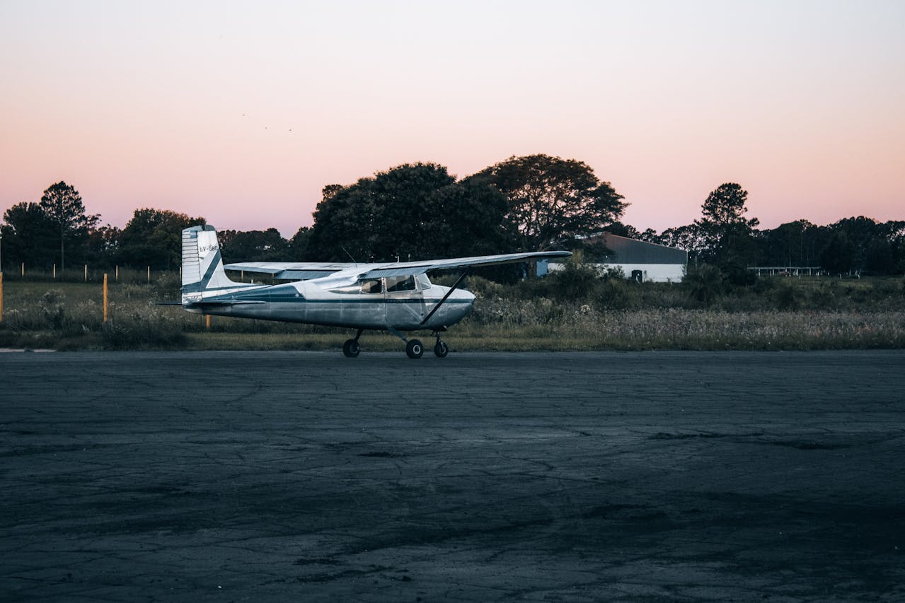 Light plane on a runway.