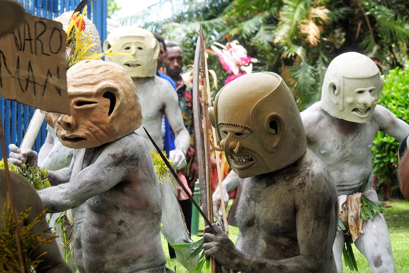 The Famous Asaro Mudmen Entering the Festival Grounds in Madang, Papua New Guinea - 2017