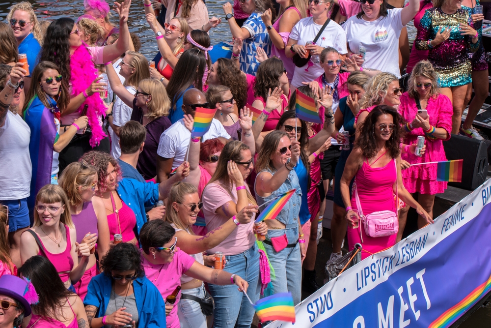 People On The Bar Buka Boat At The Gaypride Canal Parade, Amsterdam The Netherlands