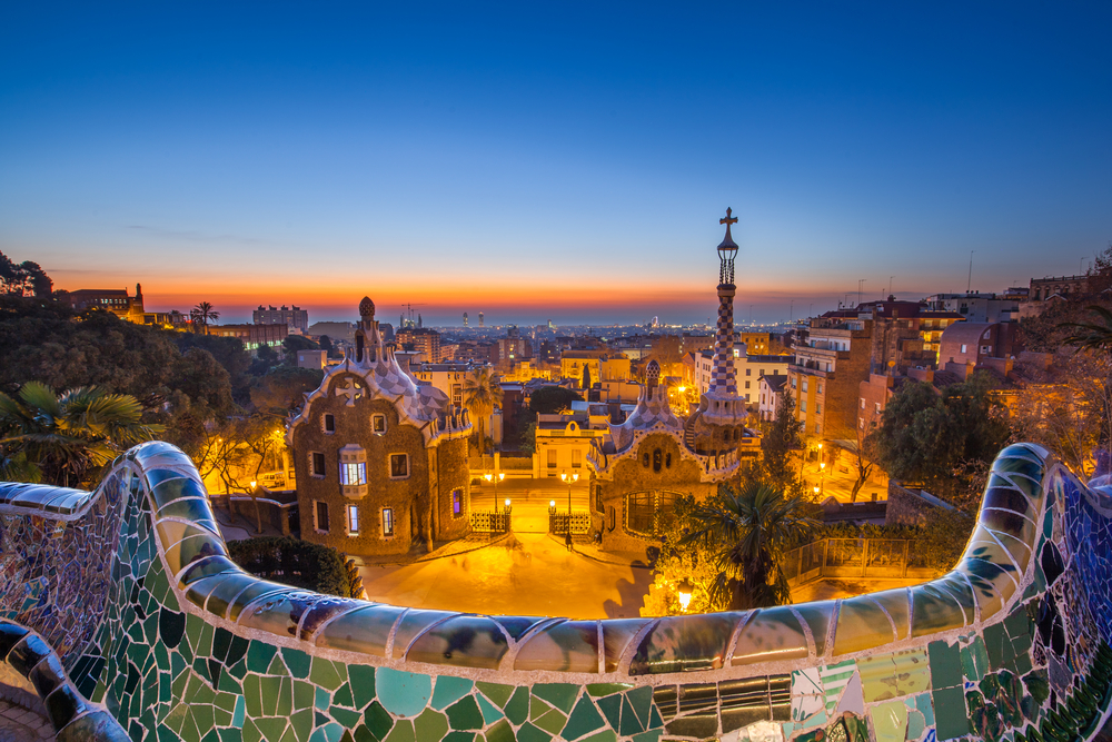 Sunset Photography of Park Guell in Barcelona, Spain