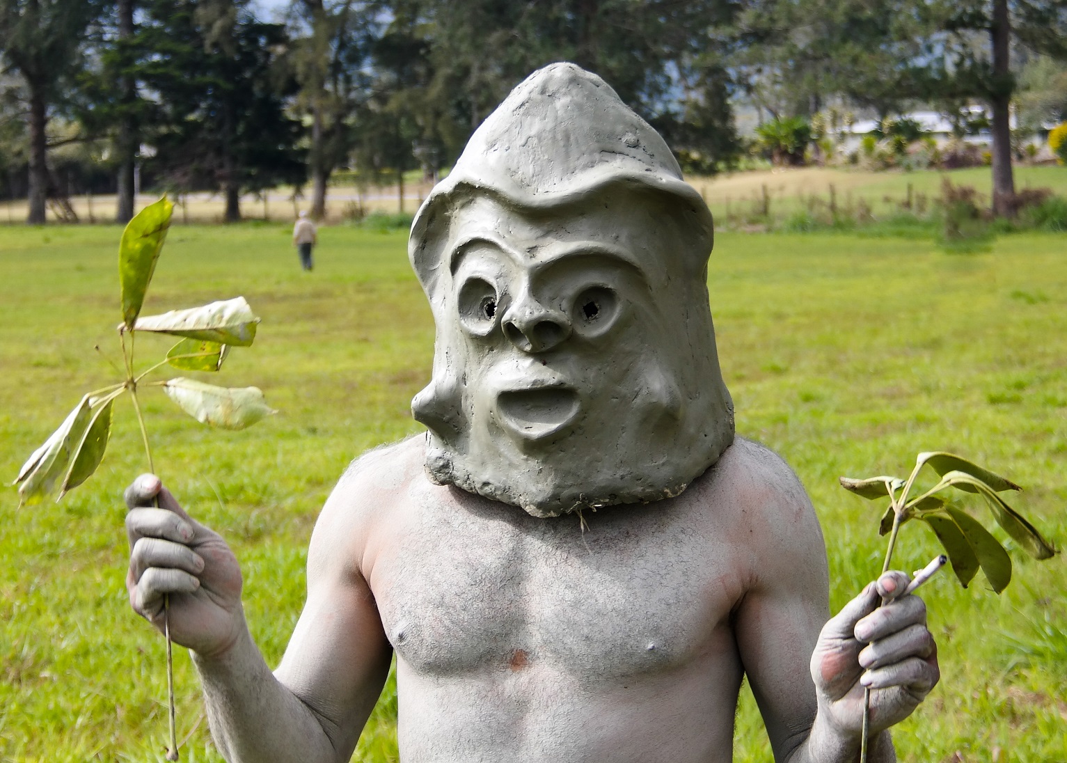 Asaro Mudman tribe man in Mount Hagen festival in Papua New Guinea
