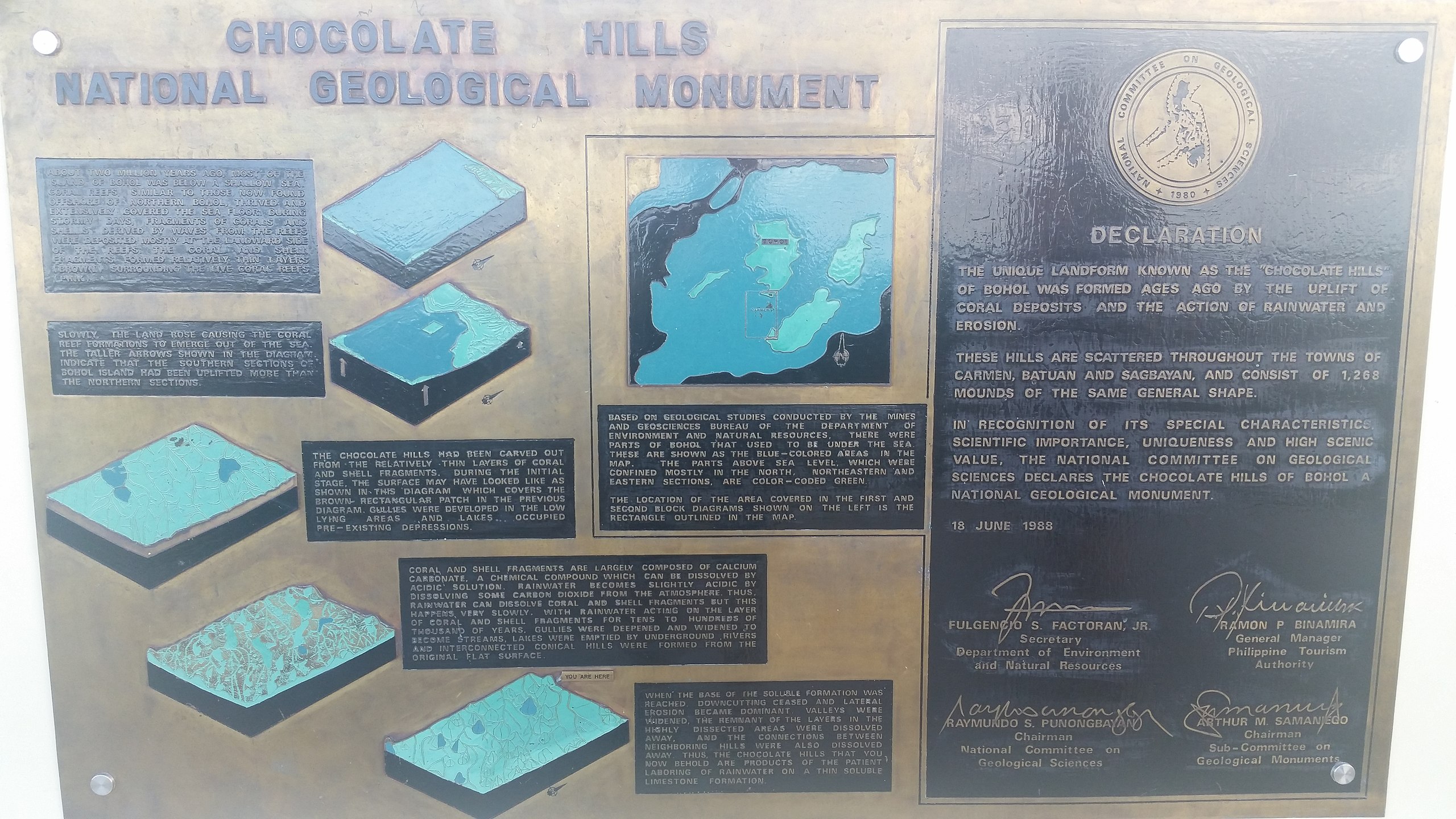 Chocolate Hills historical marker - 2018