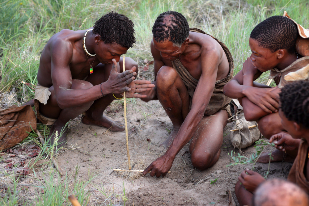 Unidentified men of the Bushmen tribe