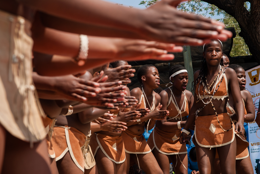A Group of Students Performing The Botswana Traditional Dance