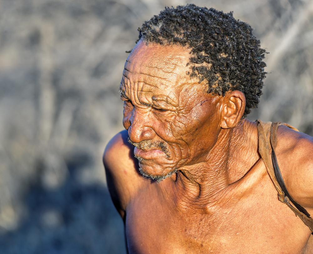 Close-up portrait hunter Bushman, San people