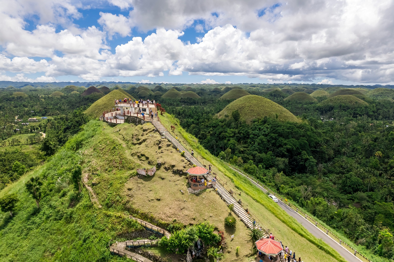 Aerial of the famous Chocolate Hills Complex in Carmen, Bohol, Philippines.