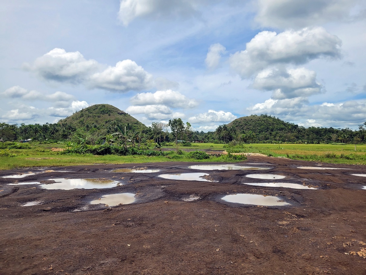 The chocolate hills of Bohol on the Philippines change their color to dark brown in autumn.
