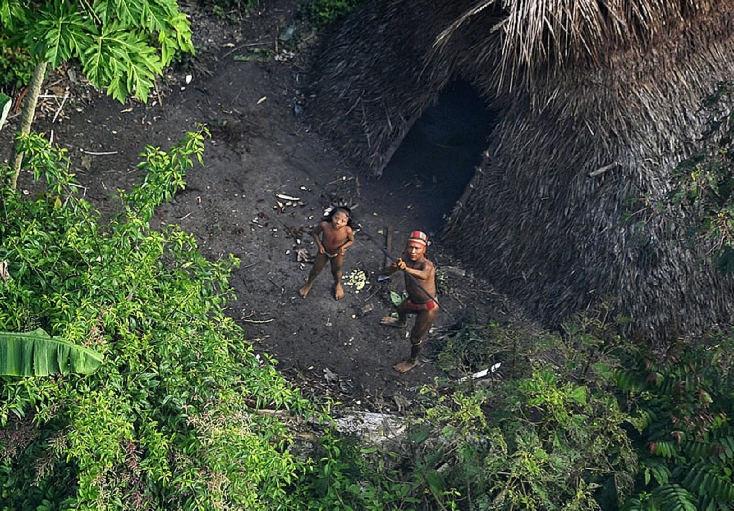 Members of an uncontacted tribe in Acre, Brazil.