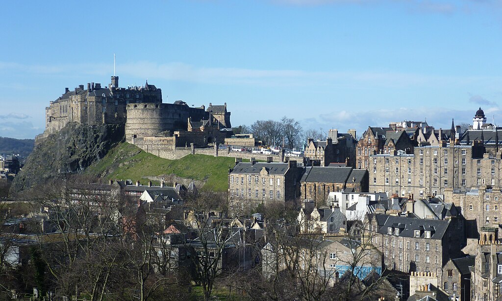 Edinburgh Castle seen from the roof of the National Museum of Scotland