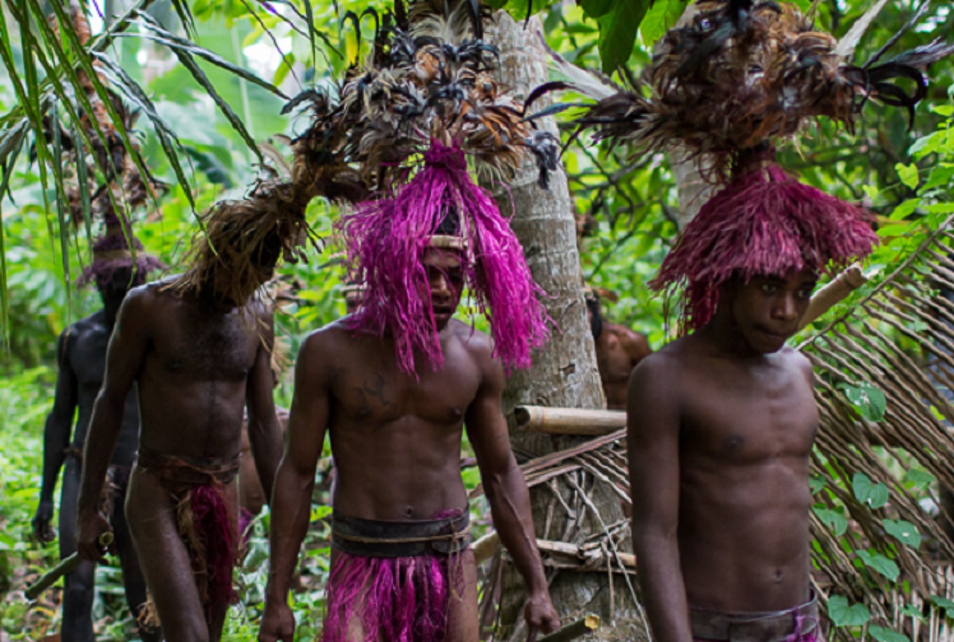 Dancers Enters The Clearing As Part Of A Kastom Village