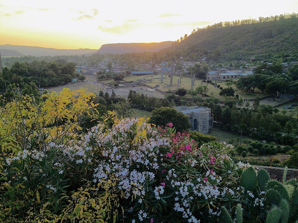 Axum a town in the Tigray Region of Ethiopia with a population of 66,900 residents (as of 2015).