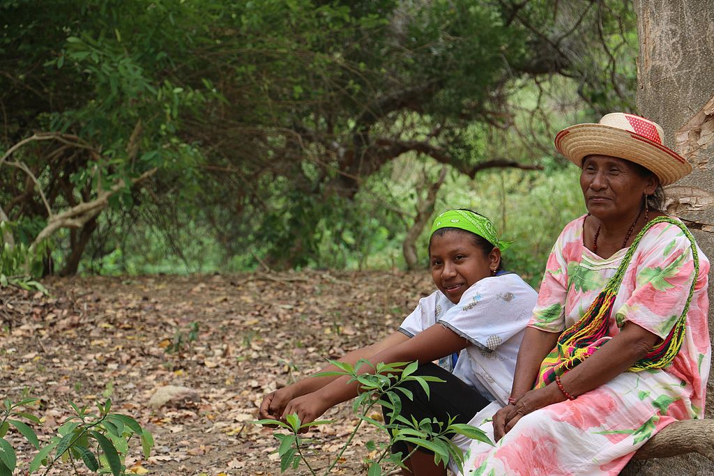 The Wayuu woman wearing traditional clothing