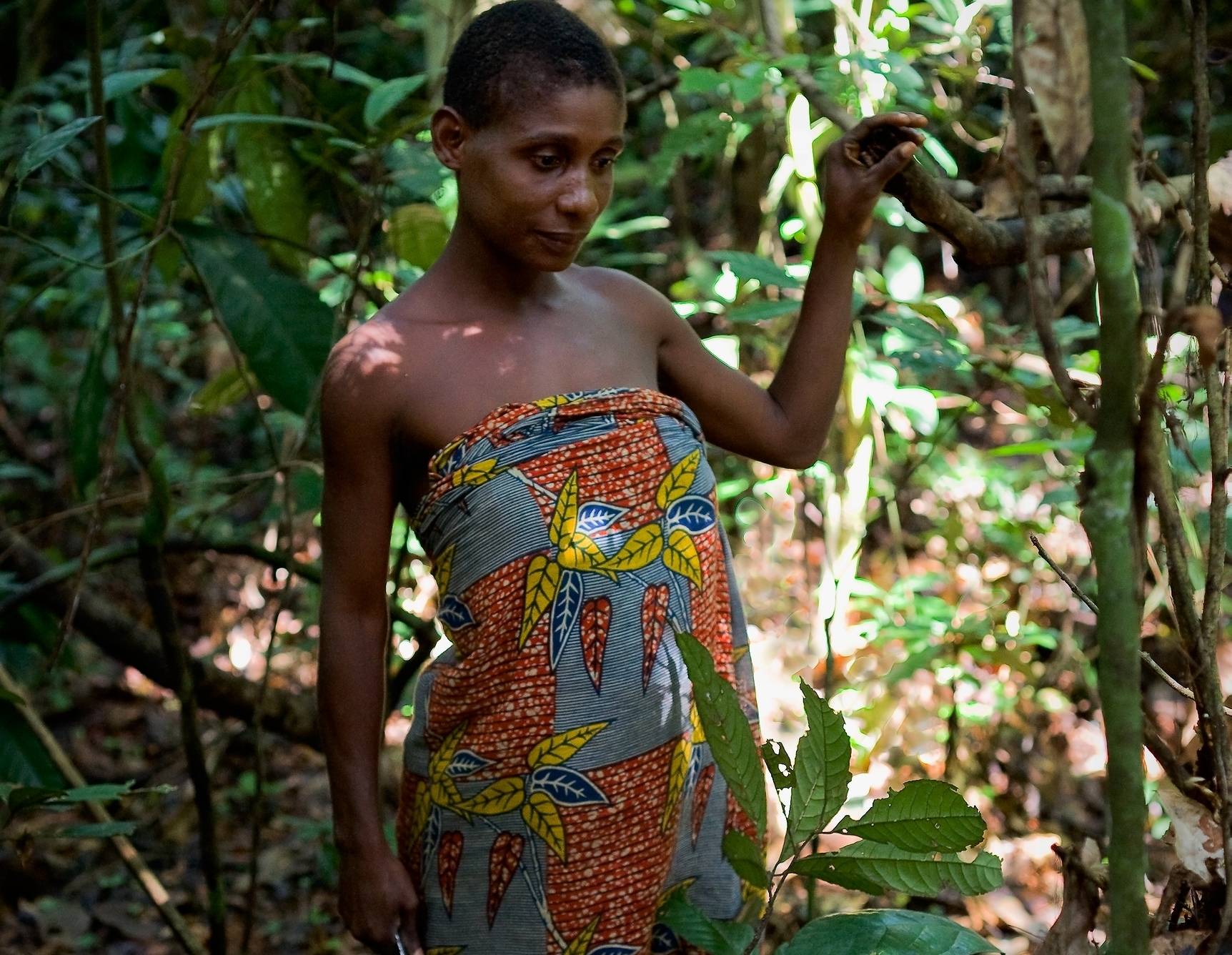 Portrait of Baka woman in jungle