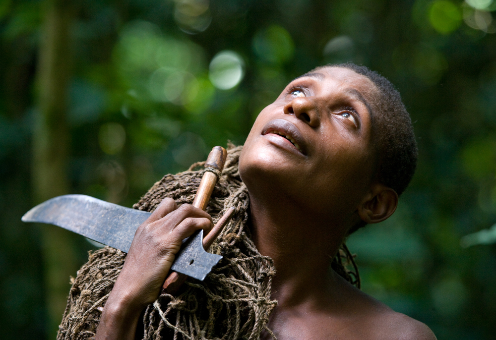 A woman from a tribe of baka pygmies in the forest