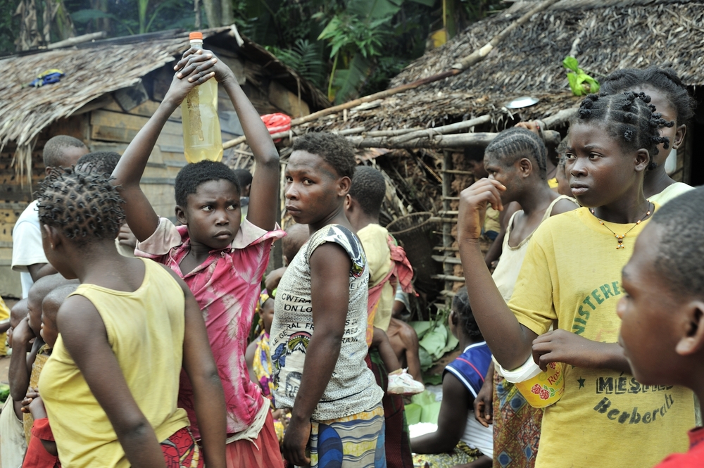 People from a tribe of Baka pygmies