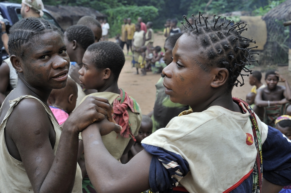 Portrait of a women and man  from a tribe of Baka pygmies