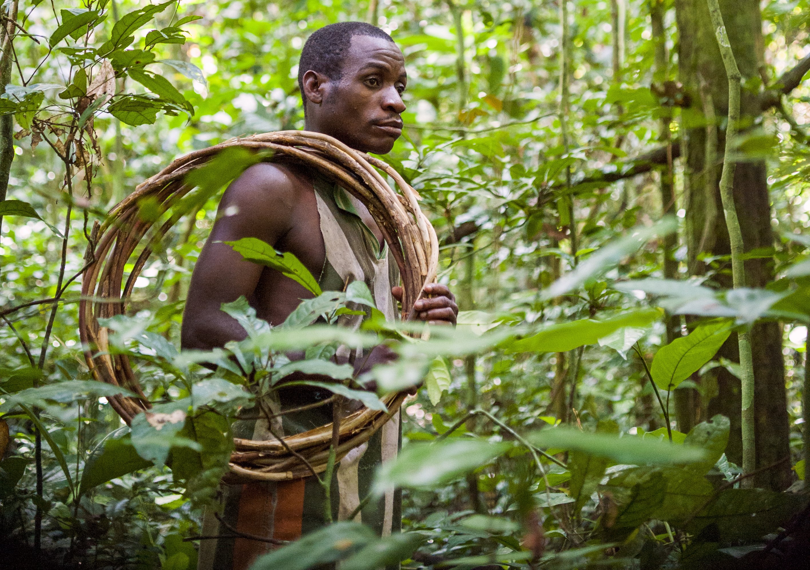 hunter-pygmy baka with a net