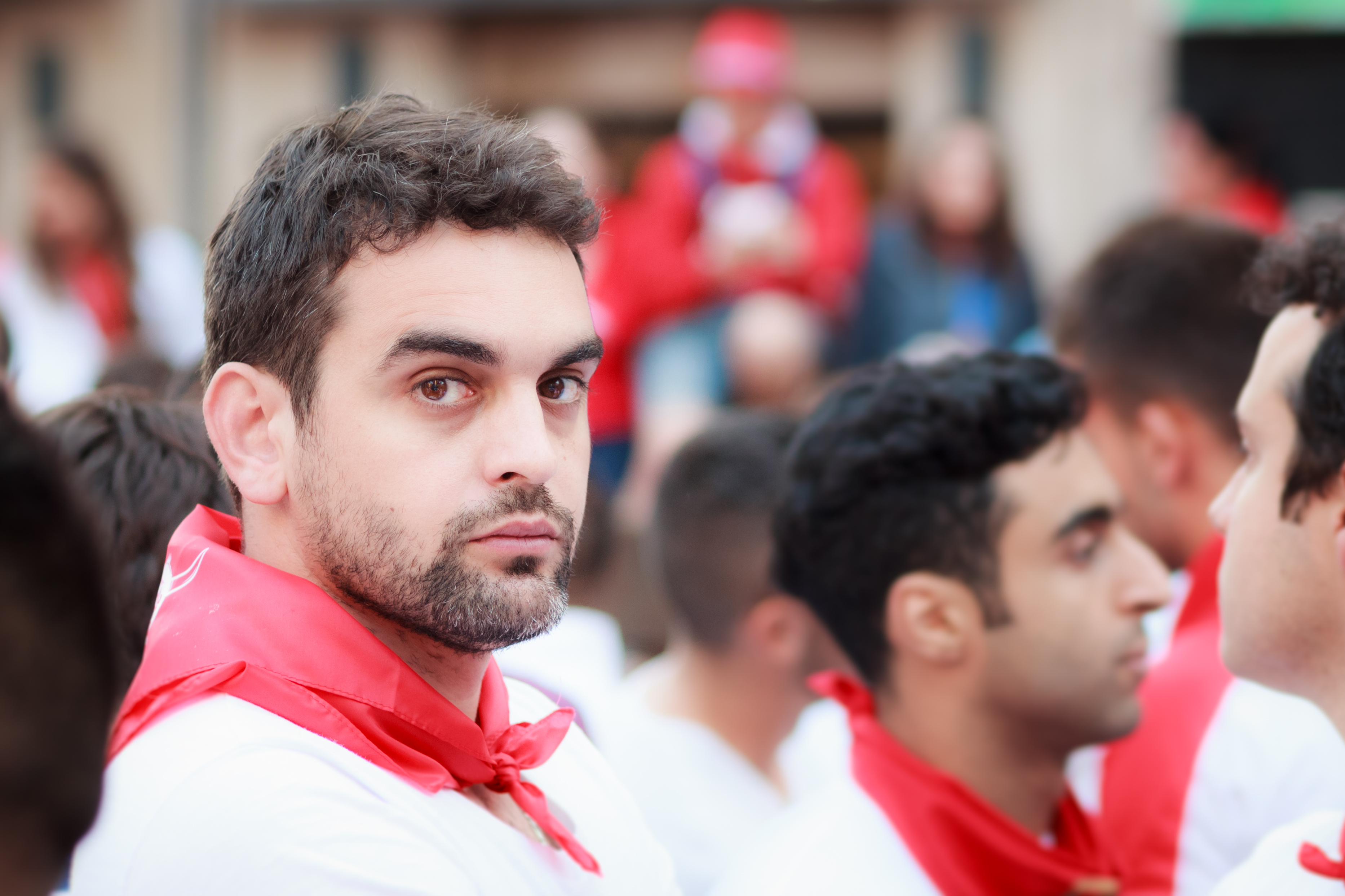People await start of race of bulls at San Fermin festival. Pamplona, Navarra, Spain July 12, 2015