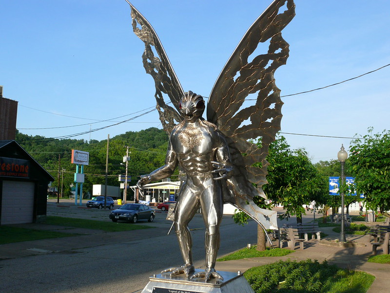 Photo of the statue of Mothman in Point Pleasant, West Virginia